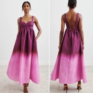 Acler Redin Ombré Maxi Pink Structured Lace Up Back Dress size US 8 $550 MSRP